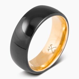 Manly Band “The Record Producer” tungsten with 14k gold plated sleeve size 7.5